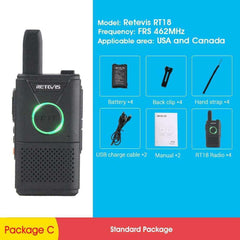 Rechargeable Walkie Talkie 4pcs Dual PTT Two-way Radio