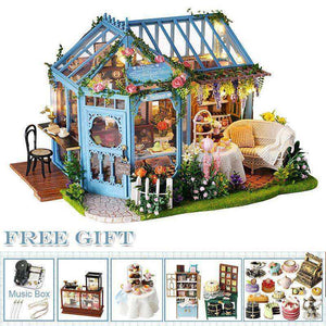 Unique Wooden Dollhouse With Furnitures For Children