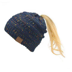 Women Warm Knitted Ponytail Beanies