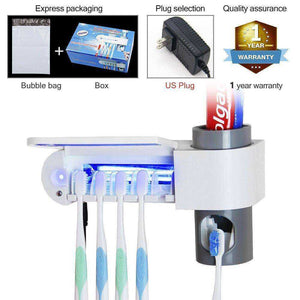 Automatic UV Light Toothbrush Sterilizer and Toothpaste Dispenser