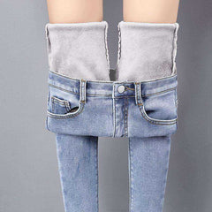 Women Warm Jean Pants
