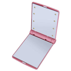 8 LED Lights Folding Square Cosmetic Pocket Mirror