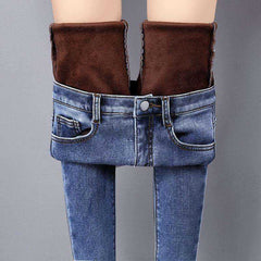 Women Warm Jean Pants