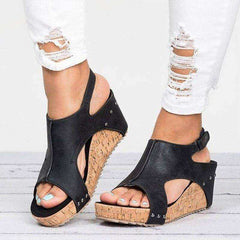 Aesthetic Peep Toe Wedge Heels Sandals For Women