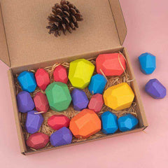 Children's Wooden Colored Stone Jenga Building Block Educational Toy