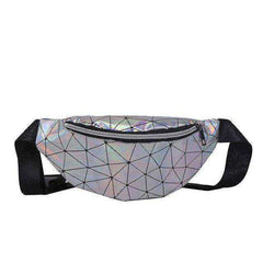 Holographic Waist Belt Bag Women Pink Silver Fanny Geometric Pack