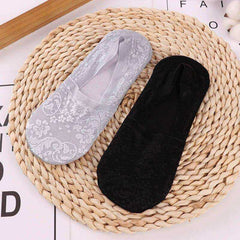 1/2 Pairs Women Girls Lace Flower Short Socks Anti-skid Invisible Ankle Sock Slippers