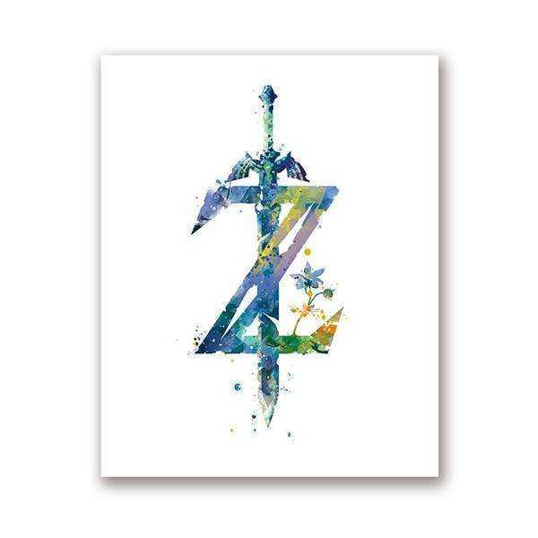 Abstract Watercolor Sword Gamer Breath of the Wild