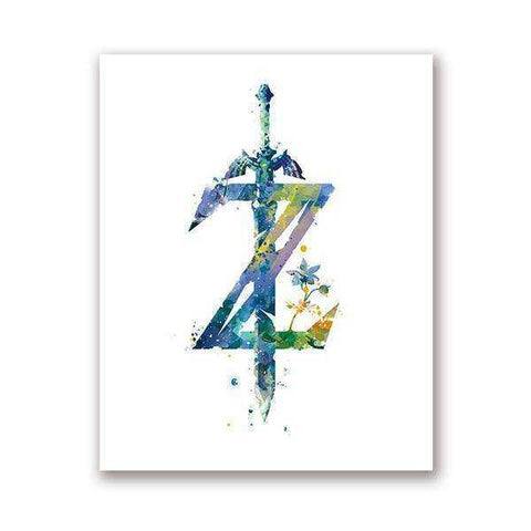 Image of Abstract Watercolor Sword Gamer Breath of the Wild