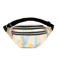Holographic Waist Belt Bag Women Pink Silver Fanny Geometric Pack