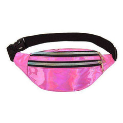 Holographic Waist Belt Bag Women Pink Silver Fanny Geometric Pack