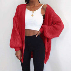 Winter Coat Long Sleeve Loose Cardigan Open Stitch