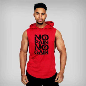 Men's Brand Gyms Clothing Bodybuilding Hooded Cotton Sleeveless Tank Top