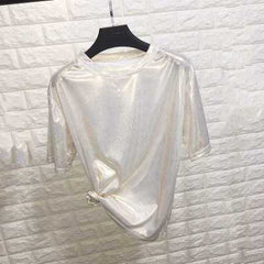 Shiny Loose Stylish Bright Silk T-shirt