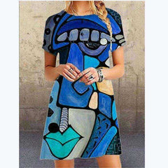Casual Short Sleeve Plus Size O-Neck Dresses for Women