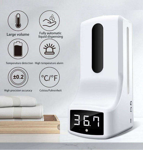 Image of New Wall Mounted Touchless No Contact K9 Infrared Lcd Temperature Thermometer Sanitizer Sensor Machine With Automatic Liquid Soap Dispenser