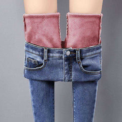Women Warm Jean Pants