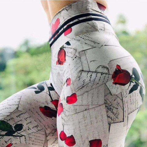 Image of High Waist Designer Crochet Knit Print Push Up Leggings
