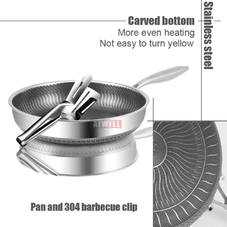 304-Story Stainless Steel Frying Pan Nonstick Electromagnetic Furnace