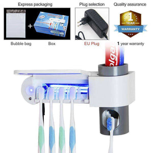 Automatic UV Light Toothbrush Sterilizer and Toothpaste Dispenser
