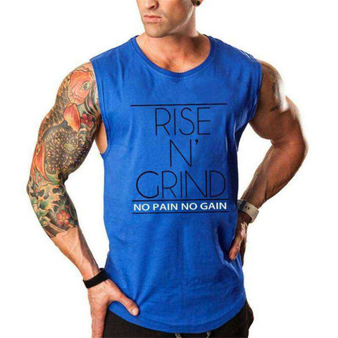 Image of Rise N Grind No Pain No Gain Aesthetic Bodybuilding Stringer Tank Top Apparel