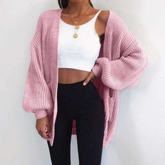 Winter Coat Long Sleeve Loose Cardigan Open Stitch