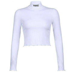 Rib Knitted Skinny Tie Dye Print Streetwear Ruffle Crop Top T-Shirt Women