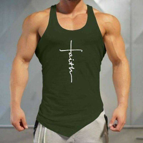 Image of Gym Tank Top Men Letter Printing Faith Shirt