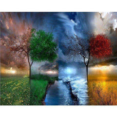 DIY Framed Painting Four Seasons Tree For Home Adults Room Decoration