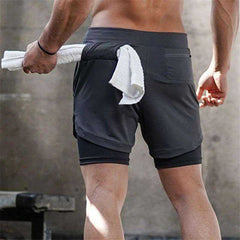 Camo Double-deck Quick Dry Fitness Workout Jogging Running Sport Shorts