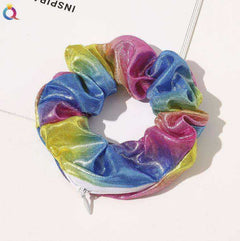 New Velvet Tencel Zipper Pocket Hairband Elastic  Accessories