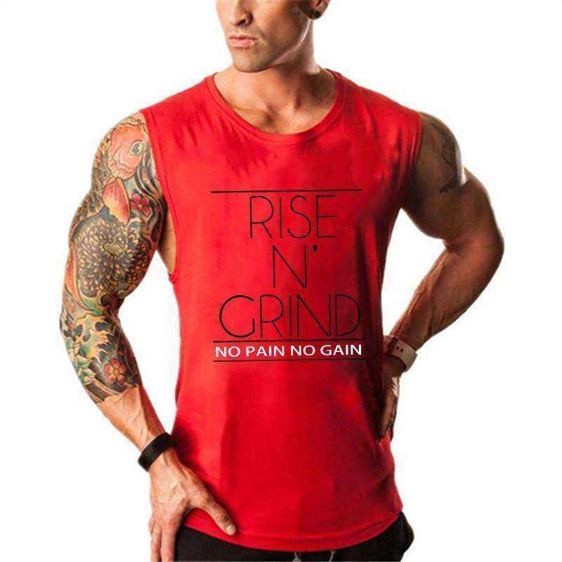 Rise N Grind No Pain No Gain Aesthetic Bodybuilding Stringer Tank Top Apparel