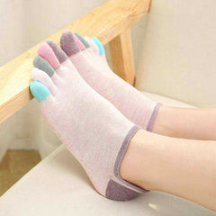 1 Pair Cotton Five-Finger Women Colorful Toe Socks