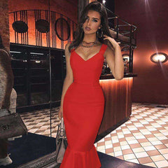 Beautiful Mermaid Bandage Bodycon V Neck Dress
