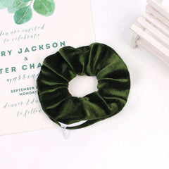 New Velvet Tencel Zipper Pocket Hairband Elastic  Accessories