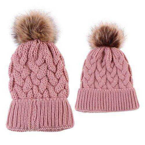 Image of Mother Daughter Warm Knitted Hat