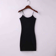 Spaghetti Strap Rubber Bodycon Slim Sheath Mini Dress