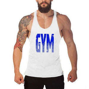 Men's Y Back Brand Bodybuilding and Fitness Clothing Cotton sleeveless shirts