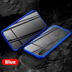 Iphone Metal Magnetic Tempered Glass Cell Phone Case