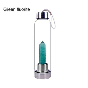 Natural Quartz Gemstone Glass Water Bottle