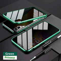 Iphone Metal Magnetic Tempered Glass Cell Phone Case
