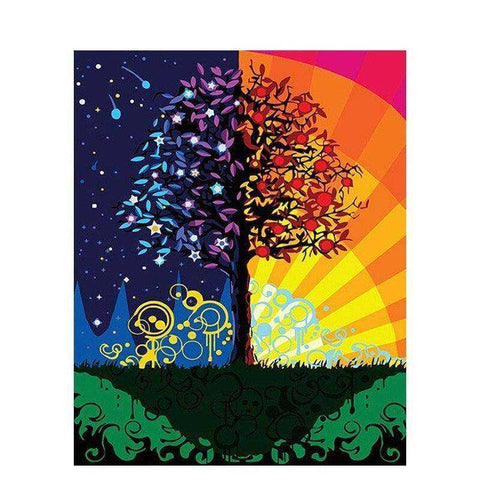 Image of DIY Framed Painting Four Seasons Tree For Home Adults Room Decoration