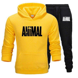 Men's Autumn Winter Animal Print Sweatshirt Tops Pants Sets/Hoodies+Pants