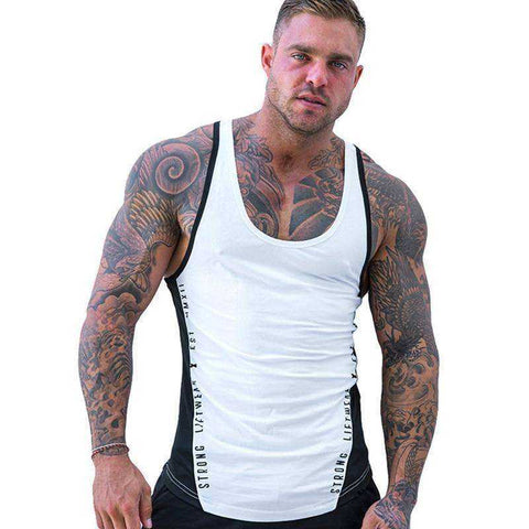 Men Bodybuilding Tank Tops Workout Cotton Sleeveless Shirt Stringer Singlet Vest