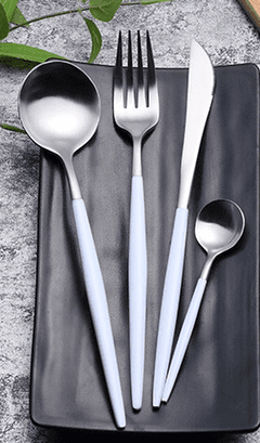 Stainless Steel Black Gold Fork Knife Spoon Tableware Set