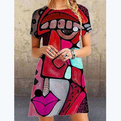 Casual Short Sleeve Plus Size O-Neck Dresses for Women