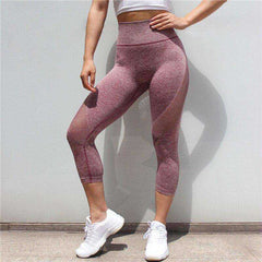 Seamless Tummy Control Mesh Push Up Leggings