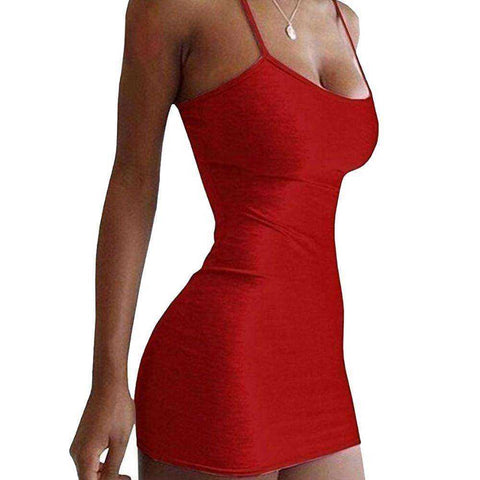 Image of Thin Shoulder Strap Slim Mini Tight Women's Short Dress