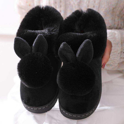 Image of Warm & Fuzzy Rabbit Ears Plush Slippers