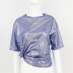 Shiny Loose Stylish Bright Silk T-shirt